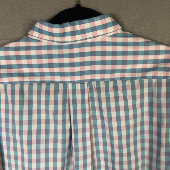 Gitman Bros Shirt Mens Blue Pink Gingham Check Button Front Cotton Made USA - Picture 9 of 16